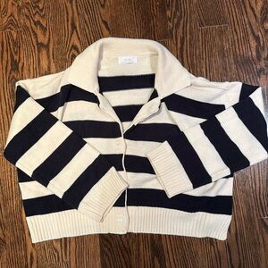 oat and fort stripped button up sweater